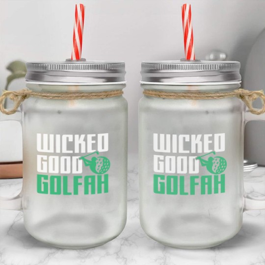 Funny New England Accent, Wicked Good Golfer Gift Mason Jar Cups