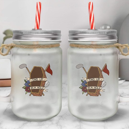 Golf coffin Golf ball End up in a whole Mason Jar Cups