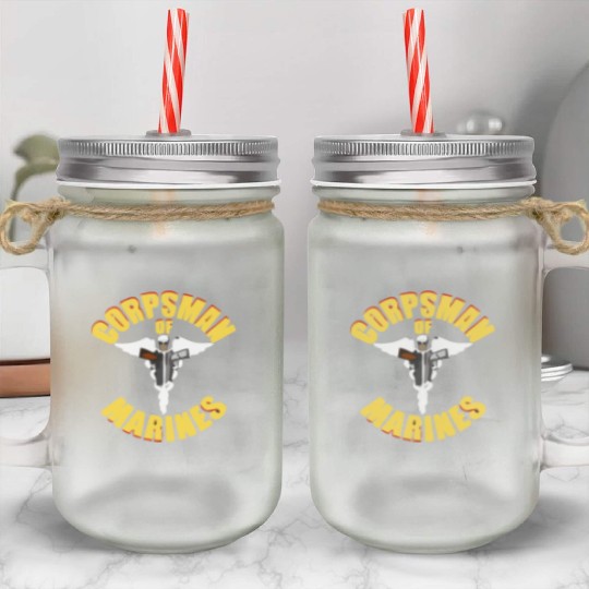 Us Navy Corpsman 8404 Fmf Veteran Front & Back Des Mason Jar Cups