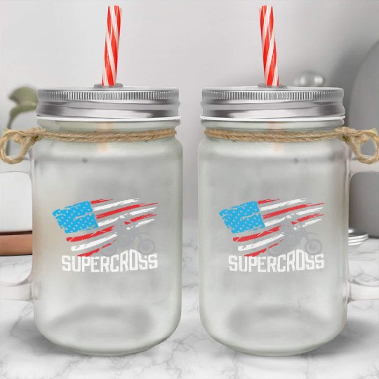 Supercross Motocross Racing Biker Mason Jar Cups