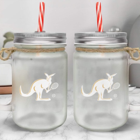 Australia Kangaroo Tennis Player Funny Gift Idea Mason Jar Cups