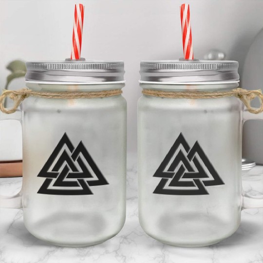 Valknut Pagan Viking Germanic Triangles Symbol Mason Jar Cups