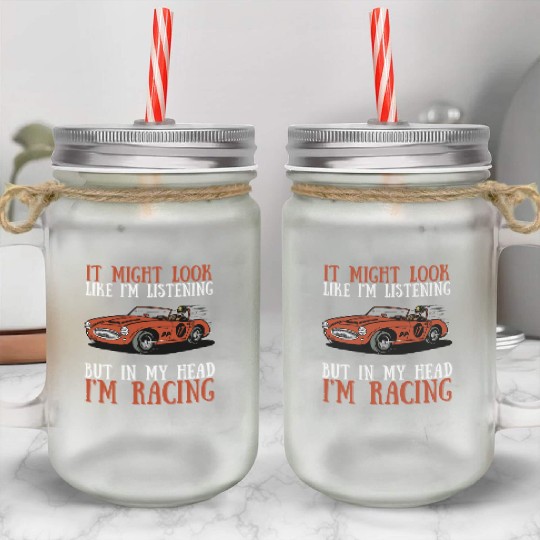 Racing Race Car Driver And Muscle Car Mason Jar Cups