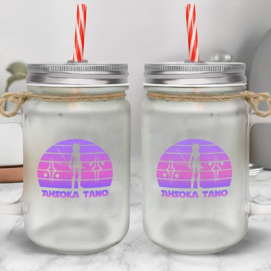 Ahsoka tano - Synthwave Mason Jar Cups