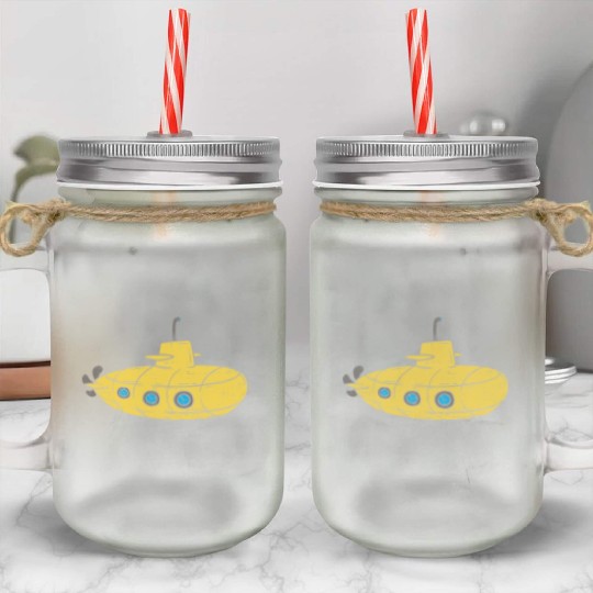 Us Navy Yellow Cartoon Submarine Cute Submariner B Mason Jar Cups