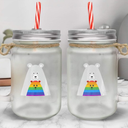Gay Pride Mama and Baby Bear Gift Lesbian Son Mason Jar Cups
