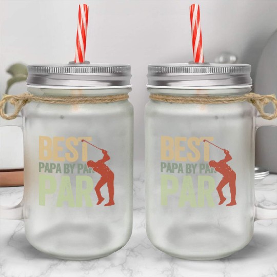 Best Papa By Par Father's Day Papa Dad Golf Lover Mason Jar Cups