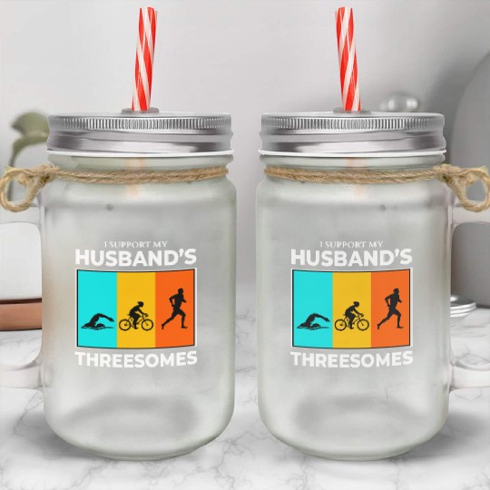 Swim Bike Run Triathlon Triathlete Husband Wife Mason Jar Cups