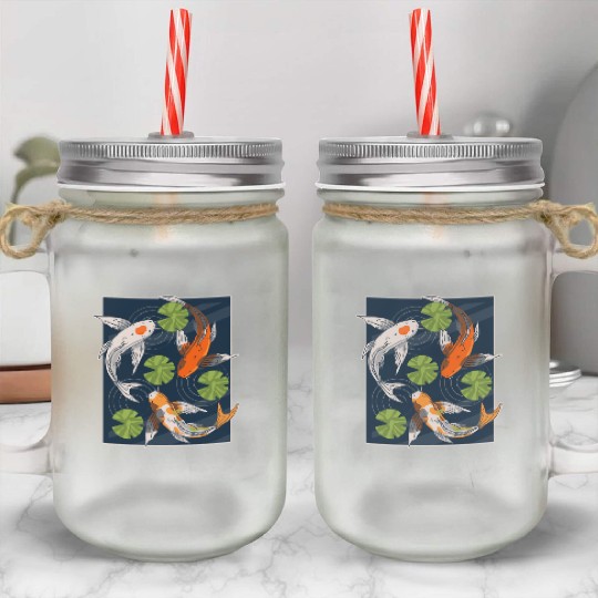 Koi Fish Lover Asian Japanese Carp Water Pond Anim Mason Jar Cups