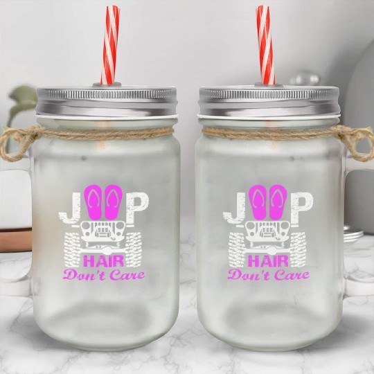Jeep Hair Don't Care Mason Jar Cups