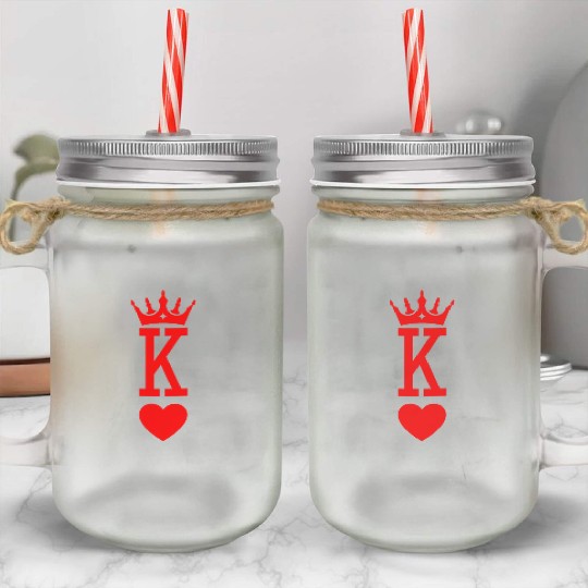 King of Hearts King Queen Couple Halloween Costume Mason Jar Cups