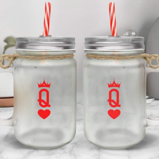 Queen of Heart King Queen Couple Halloween Costume Mason Jar Cups