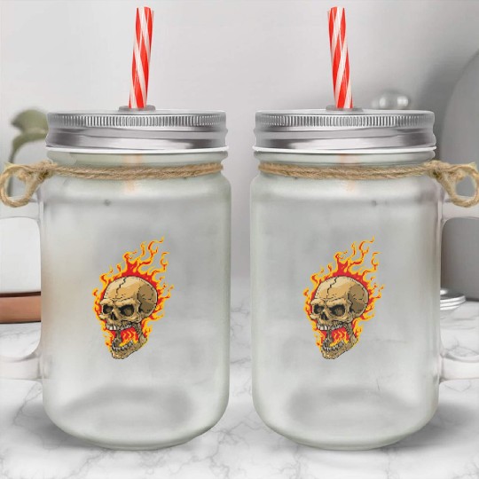 skull fire Mason Jar Cups halloween