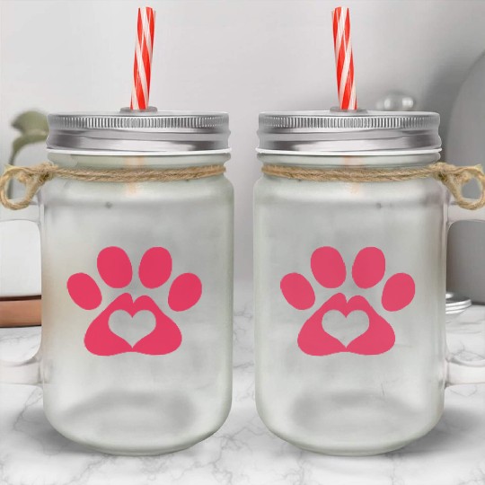 Dog Paw Adopt A Pet Dog Rescue Mason Jar Cups
