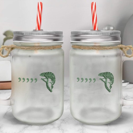 Comma chameleon Mason Jar Cups