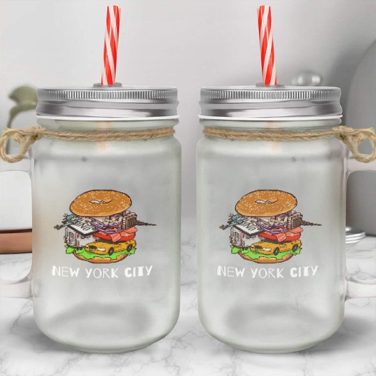 New York City Bagel with Everything NYC Mason Jar Cups
