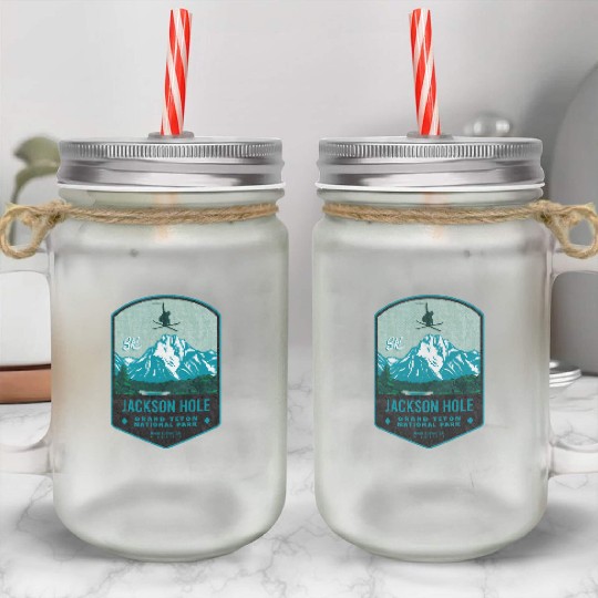 Jackson Hole Ski Badge Mason Jar Cups