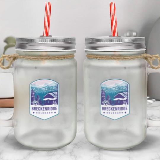 Breckenridge Colorado Ski Badge Mason Jar Cups