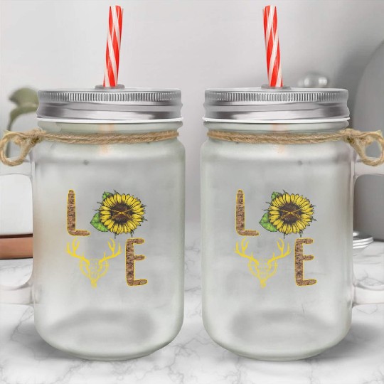 Hunting Love Sunflower Mason Jar Cups