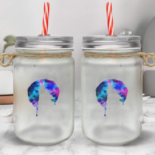 Howling wolf full moon wolves galaxy stars sky Mason Jar Cups