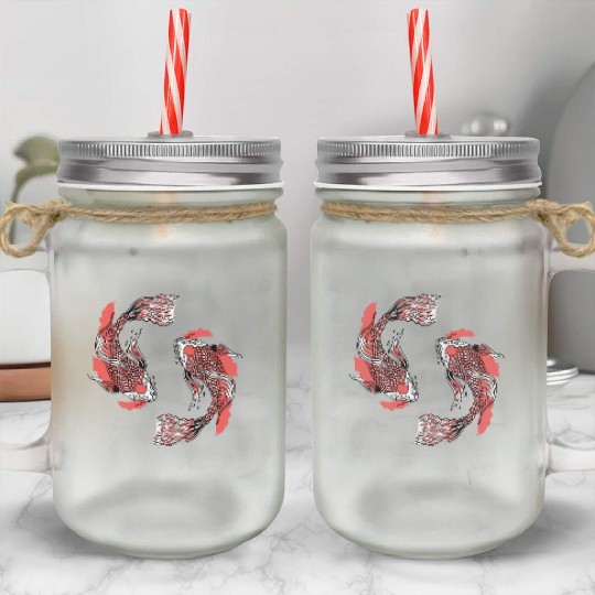 Koi Fish Swirly Mason Jar Cups