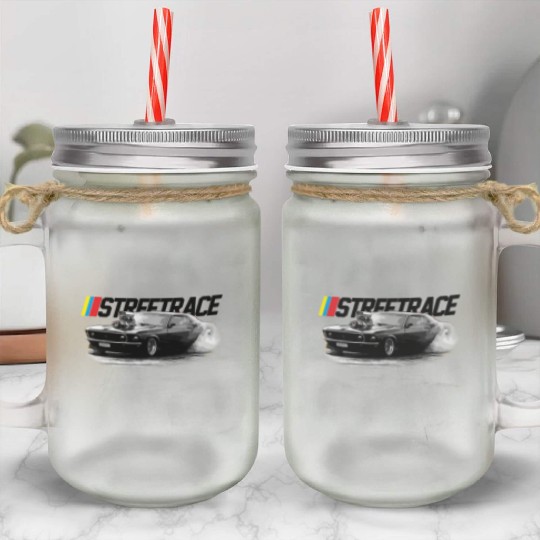 STREET RACE Muscle Car Supercharger Turbo Burnout Mason Jar Cups
