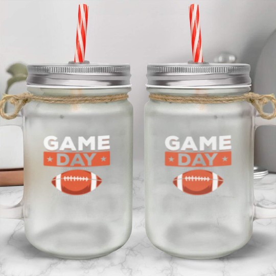 Retro American Football Game Day Mason Jar Cups