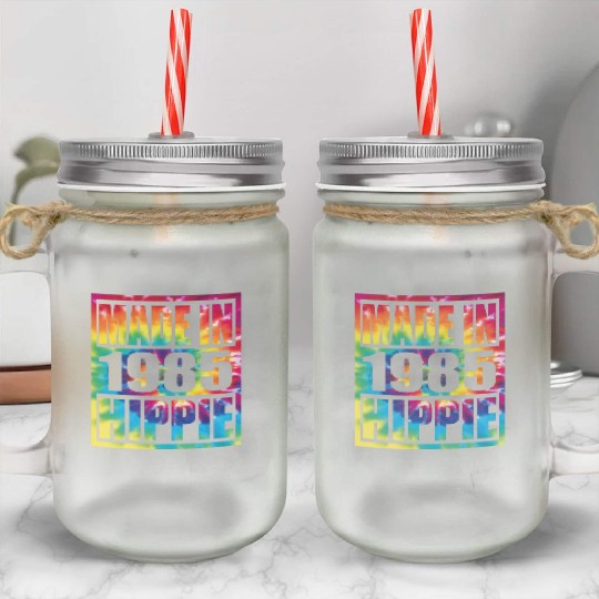 Hippie Birthday 1985 Mason Jar Cups
