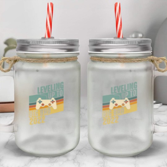 Level up Big Brother 2022 Baby Gamer Boy Baby Mason Jar Cups