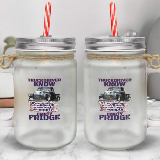 V8 Truck Driver under American Flag Mason Jar Cups