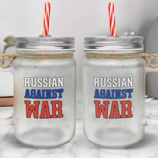 Russian Against war outline Mason Jar Cups