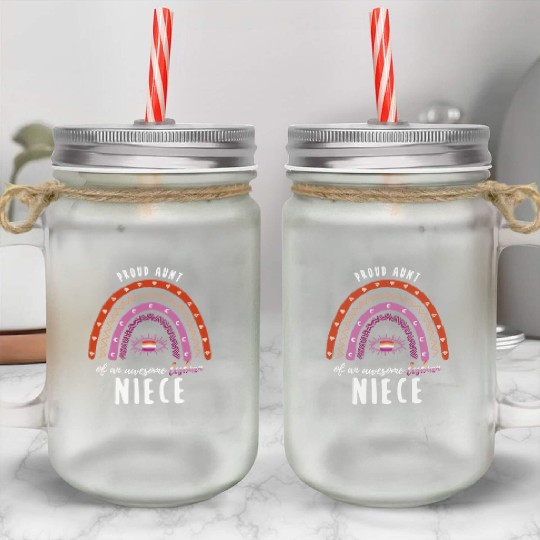 Rainbow Aunt Lesbian Niece Mason Jar Cups