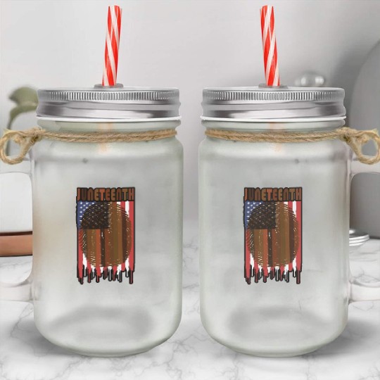 Juneteenth US Flag African American Graphic Mason Jar Cups