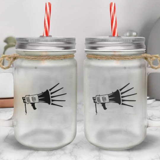 loudspeaker propaganda megaphone icon Mason Jar Cups