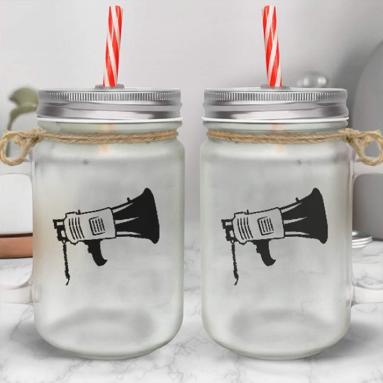 Megaphone propaganda icon loudspeaker Mason Jar Cups