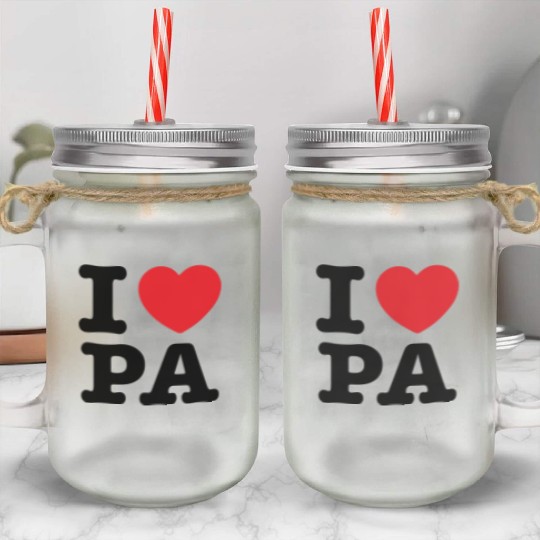 I LOVE PA, I Love Pennsylvania Mason Jar Cups