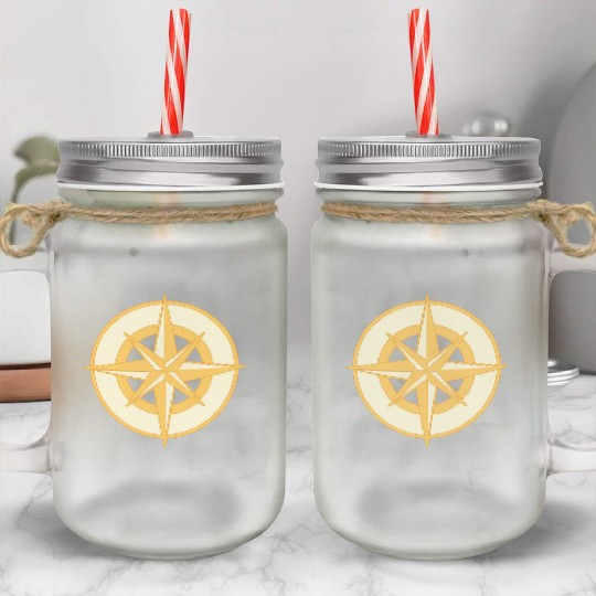 Nautical Compass star / rose, cardinal directions Mason Jar Cups