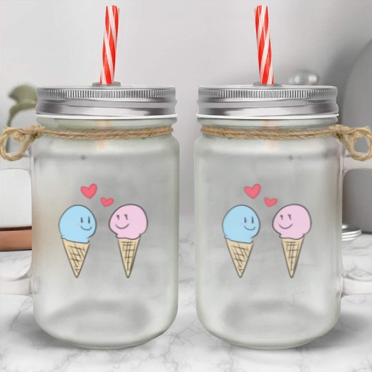 love eat ice cream valentines day sweet Mason Jar Cups
