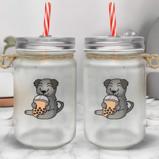 Boba Bubble Tea Irish Wolfhound Mason Jar Cups