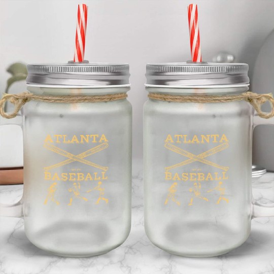 Vintage Atlanta Baseball est 01 Mason Jar Cups
