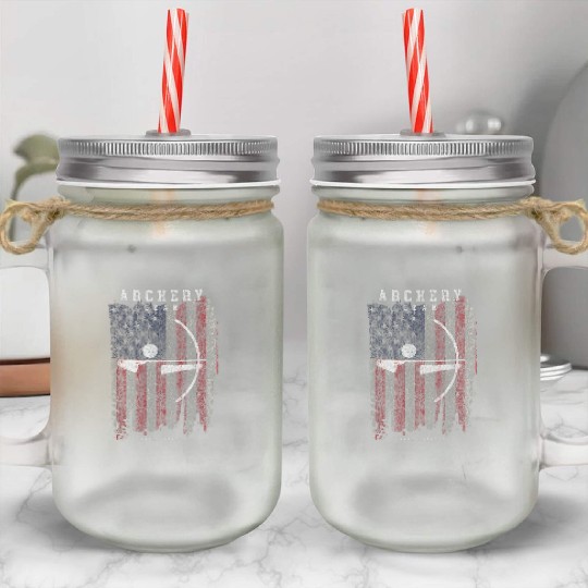 Archery Team USA Vintage American Flag Compound Mason Jar Cups
