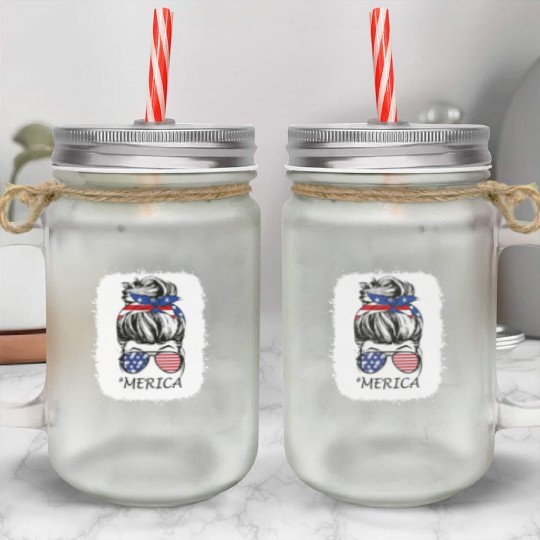 4th of July Merica Mason Jar Cups USA American Pride