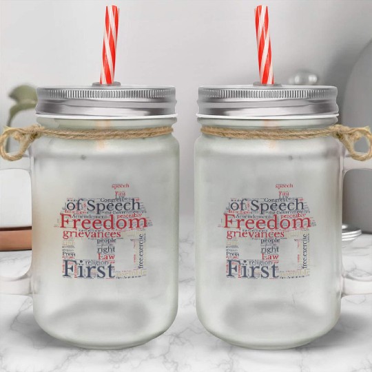 Freedom Of Speech - Wordcloud Mason Jar Cups