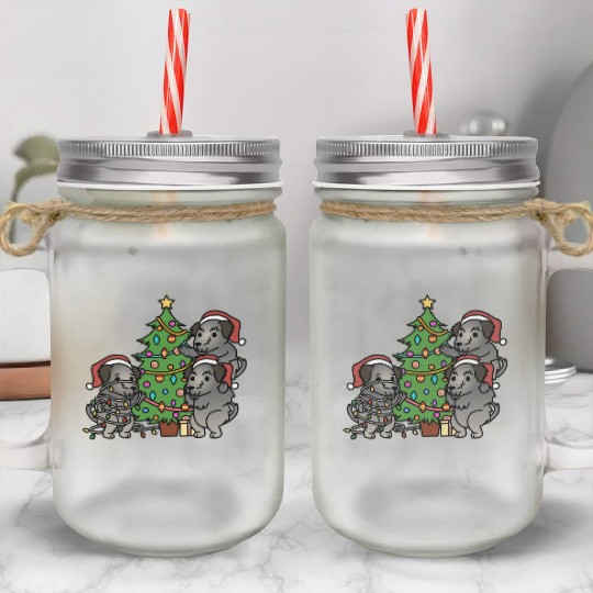 Irish Wolfhound Christmas Tree Mason Jar Cups