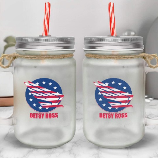Patriotism USA Betsy Ross Flag Stars Stripes Eagle Mason Jar Cups