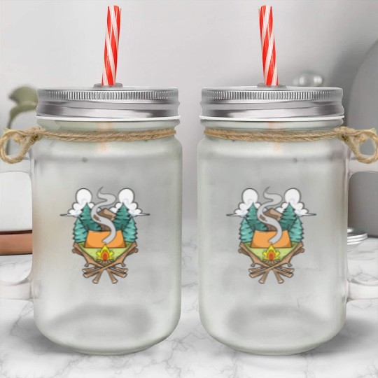 Camper Campsite Camp Camping Mason Jar Cups