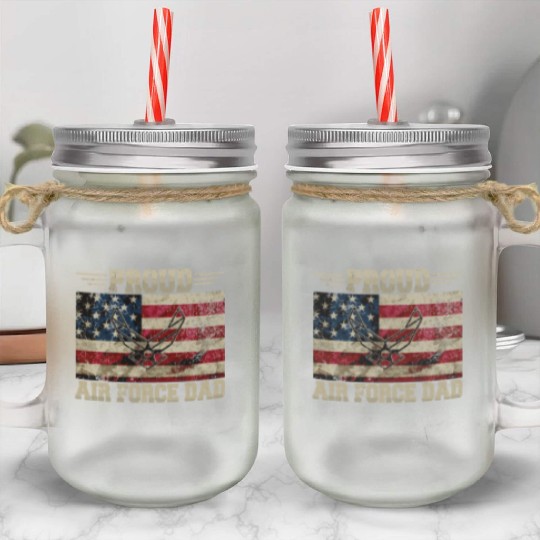 Proud Air Force Dad Veteran Us Flag Mason Jar Cups