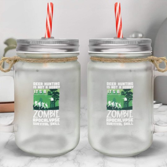 Buck Deer Hunting Hunter Zombie Mason Jar Cups