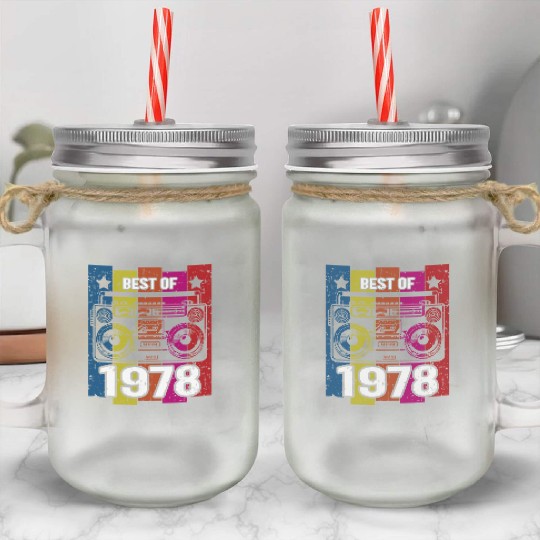 Best of 1978 Stereo Radio Cassette Player Birthday Mason Jar Cups