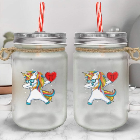 Dabbing Unicorn Pi Day Mason Jar Cups Math Lover Funny Gift
